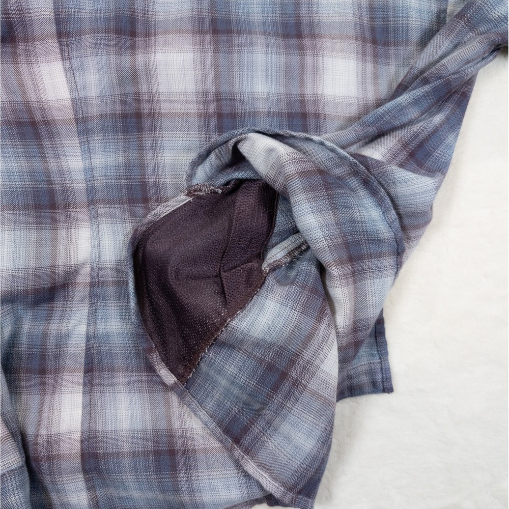 Columbia Omni Shade Plaid Shirt Womens L Purple Soft Lightweight Button Up - Picture 8 of 11